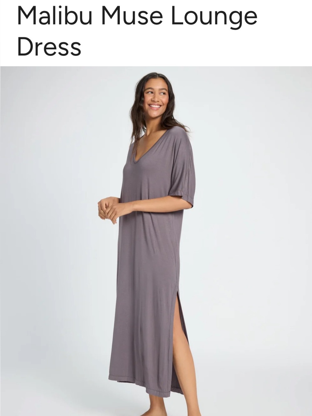 78 & Sunny Malibu Muse Scoop Neck Maxi Lounge Dress in Charcoal M